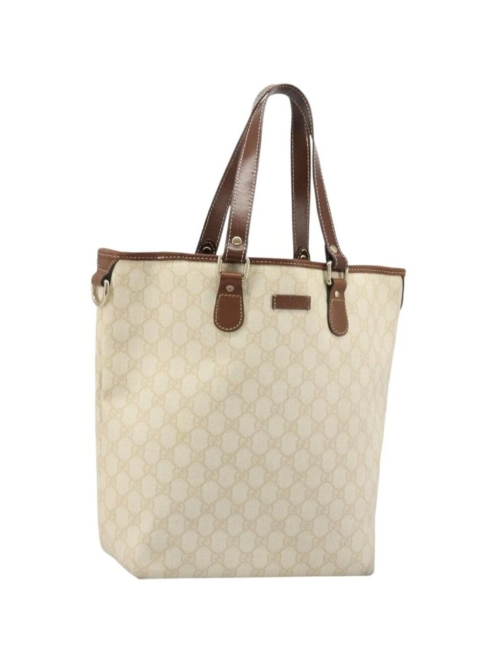 GUCCI GG Supreme Tote Bag PVC Ivory Gold 189896